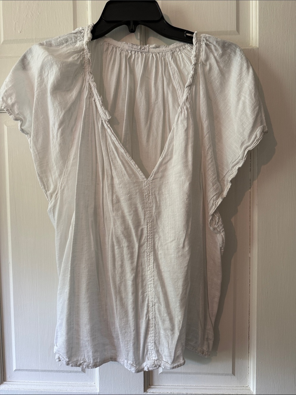 GAP White V-Neck Peasant Blouse